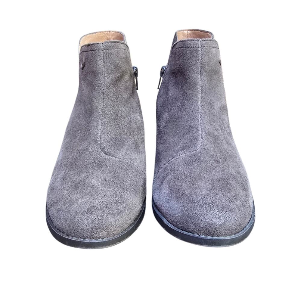Vionic Liv Gray Suede Ankle Boots Women Size 10 Side Zip Booties Low Block Heel - Picture 2 of 11